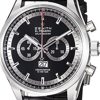 ZENITH 真力时 EL PRIMERO系列 03.2050.4026/91.C714 男士机械手表 44mm 黑盘 黑色皮革带 圆形