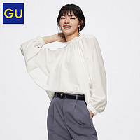 GU极优女装蝙蝠袖衬衫(一款两穿)2020新款设计感洋气雪纺衫322671