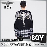 【预售】boylondon旗舰官网秋季审判翅膀印花潮流圆领卫衣606902