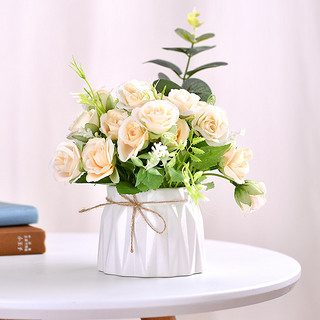 北欧仿真花假花摆设客厅摆件室内装饰花餐桌面塑料玫瑰花束小盆栽