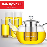 金灶（KAMJOVE） 耐热玻璃杯整套茶具 泡茶壶套装花茶壶水杯飘逸杯冲茶壶泡茶套装 A-306/一壶八杯