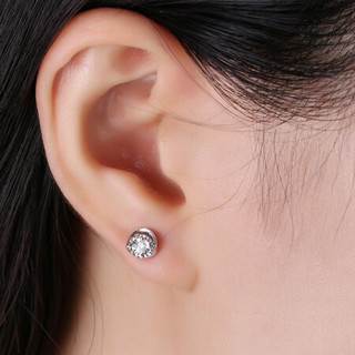 钻石世家 18K金钻石耳钉 简约精致耳钉 女款耳饰耳环显钻效果 I-J色