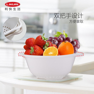 利快 果蔬沥水篮6件套日本进口Fudogiken厨房洗菜器水果蔬菜清洗篮洗菜盆 蓝色600ml 1L 1.8L