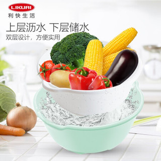 利快 果蔬沥水篮6件套日本进口Fudogiken厨房洗菜器水果蔬菜清洗篮洗菜盆 蓝色600ml 1L 1.8L