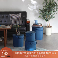 利快 纯色万能桶凳Omnioutil日本进口收纳桶玩具储物桶水桶垃圾桶凳子 纯深蓝色8L 纯色
