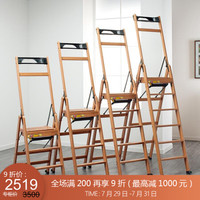 利快 可折叠实木梯子意大利进口FOPPA工具木质家用梯 三层