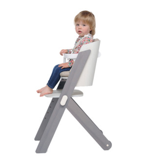 利快 可折叠实木座椅意大利进口Foppa福帕婴儿椅宝宝椅可折叠餐椅椅子 灰白色椅子