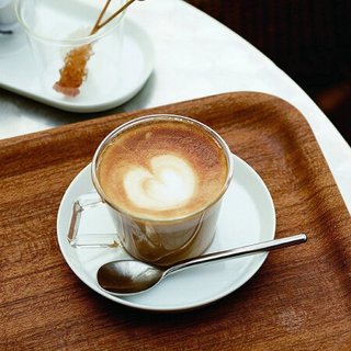 利快 杯碟套装日本进口Kinto玻璃杯带把手两件套茶杯水杯 （不锈钢碟） 350ml