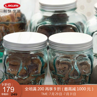 利快 玻璃储物罐西班牙进口骷髅带盖加厚密封罐厨房存储瓶 7.25L