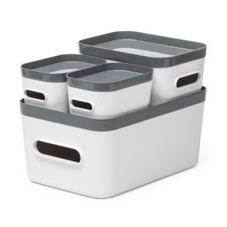 利快桌面收纳盒瑞典进口Smartstore多功能收纳筐整理盒厨房浴室储物盒4件套