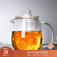 利快玻璃茶杯茶水分离花茶泡茶杯过滤带把盖喝茶杯子女可爱水杯 茶壶+4个杯子