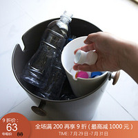 利快 分类垃圾桶日本进口Waybe厨房卫生间客厅干湿垃圾桶纸篓分类垃圾箱 棕色 1L
