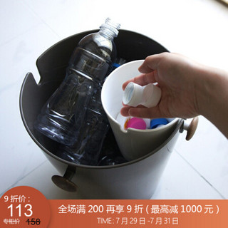 LIKUAI 利快 分类垃圾桶日本进口Waybe厨房卫生间客厅干湿垃圾桶纸篓分类垃圾箱 棕色 10L