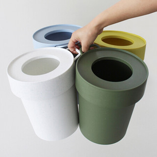 利快 垃圾桶垃圾箱日本进口Waybe带盖可挂式厨房卧室客厅收纳桶 5L 白色 19.90*22.1*24cm