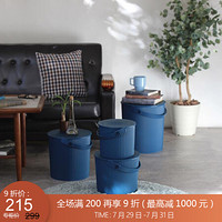 利快 纯色万能桶凳Omnioutil日本进口收纳桶玩具储物桶水桶垃圾桶凳子 纯深蓝色20L 纯色