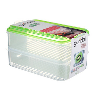 利快 保鲜盒土耳其进口透明冰箱食物收纳盒水果蔬菜储物盒分类盒 三层保鲜盒 黄色 (0.75L*1+1.6L*2）