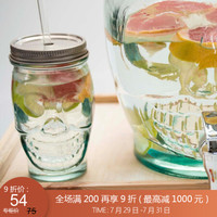 利快 玻璃吸管果汁杯西班牙进口加厚玻璃杯随手杯骷髅啤酒杯 骷髅吸管杯 450CC