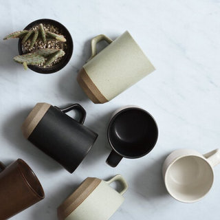 利快 陶瓷马克杯日本进口Kinto双色带把手创意办公家用茶杯水杯咖啡杯 拼色蓝白 320ml