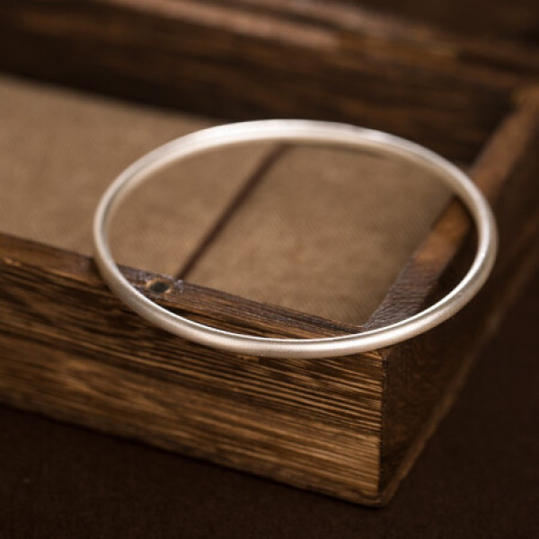 传承镯子饰品闭口简约时尚饰品金手镯 节日礼物生日礼物 银色约26g