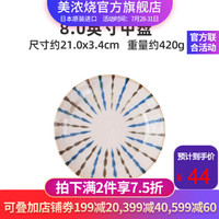 美浓烧日本进口复古民艺彩绘十草纹饭碗盘子碟子家用陶瓷餐具单个 中盘【21.0CM*2.8CM】