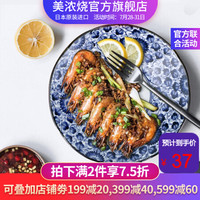 美浓烧 日本进口陶瓷 盘子创意餐具日式菜盘碟子家用饺子寿司意面平盘水果大盘子 菊华 21.0CM*5.0CM