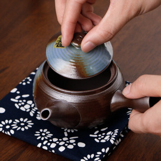美浓烧 日本进口手工茶壶组合 急须和风家用功夫茶壶茶具套装 南蛮福形灰釉急须