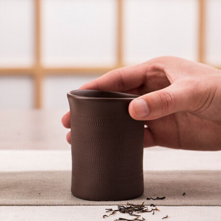 美浓烧（Mino Yaki）日式茶水分离泡茶杯办公室家用复古紫砂泥手工小型便携茶杯自饮杯 直纹手工茶杯
