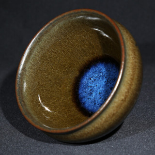 隐庐杨华华大师出品回蓝茶末釉建盏精品茶杯手工原矿铁胎茶叶末茶盏尊