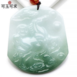 可玉可求翡翠马牌吊坠男女款油绿色生肖马玉坠子附中国风木盒包装 报价价格评测怎么样 什么值得买