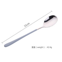Bestart 304不锈钢勺子 韩式主餐勺汤勺彩色柄勺羹 时尚灰