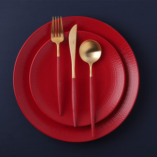 Cutipol葡萄牙餐具GOA红金色系列西餐刀叉勺三件套 筷子四件套18-10不锈钢  结婚送礼套装 甜品叉