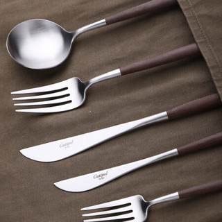 Cutipol官方葡萄牙餐具 GOA 棕银系列西餐刀叉勺三件套18-10不锈钢 树脂手柄 家用 送礼 茶勺