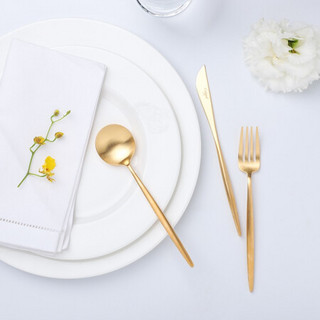 Cutipol葡萄牙餐具 MOON月系列金色西餐刀叉勺三件套正餐甜品套装18-10不锈钢家用送礼 茶勺