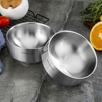 MAXCOOK 美厨 304不锈钢碗 汤碗双层隔热 餐具面碗13CM(2只装)MCWA615