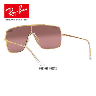 RayBan雷朋夏季新品太阳镜男女款飞翼款时尚前卫酷炫反光方形墨镜0RB3697 9050Y2金色镜框紫色反光银色镜片 尺寸35