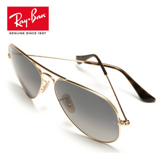 RayBan 雷朋太阳眼镜男女款飞行员形蛤蟆镜复古渐变色镜片0RB3025 181/71金色镜框灰色渐变镜片 尺寸62