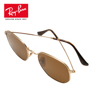 RayBan 雷朋太阳镜墨镜男女款复古偏光驾驶镜0RB3548N可定制 001/57  金色镜框棕色偏光镜片 尺寸54