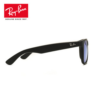 RayBan 雷朋太阳镜男女款方形前卫潮流彩膜反光镜面0RB4165F可定制 622/55黑色镜框蓝色反光镜片 尺寸55