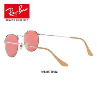 RayBan雷朋太阳镜男款金属炫彩圆形潮流复古墨镜0RB3447可定制 9065V7银色镜框粉色镜片 尺寸50