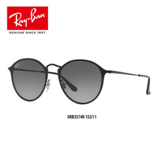 RayBan雷朋太阳镜男女款圆形时尚渐变镜片潮流复古墨镜0RB3574N 153/11黑色镜框灰色渐变镜片 尺寸59