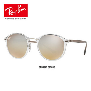 RayBan 雷朋太阳眼镜男女圆形透明前卫时尚彩膜反光镜0RB4242 6290B8透明色镜框银色渐变反光镜片 尺寸49