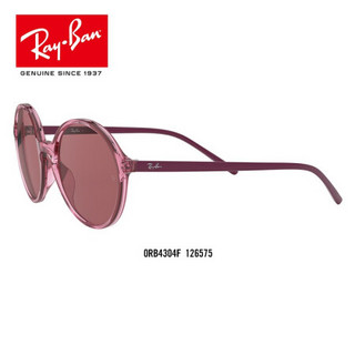 RayBan雷朋夏季新品太阳镜男女款潮流时尚气质墨镜0RB4304F可定制 126575透明粉色镜框深紫色镜片 尺寸53