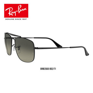 RayBan雷朋太阳镜上校款男士方形双梁渐变色墨镜0RB3560可定制 002/71 黑色镜框灰色渐变镜片 尺寸61