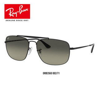 RayBan雷朋太阳镜上校款男士方形双梁渐变色墨镜0RB3560可定制 002/71 黑色镜框灰色渐变镜片 尺寸61