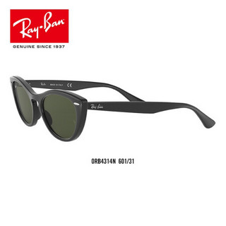 Ray-Ban 雷朋 RayBan雷朋太阳眼镜男女款时尚猫眼形潮流舒适墨镜0RB4314N 601/31黑色镜框绿色镜片  尺寸54