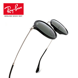 RayBan 雷朋太阳镜墨镜男女款圆形复古舒适简约潮流0RB2447F可定制 901黑色镜框绿色镜片 尺寸49