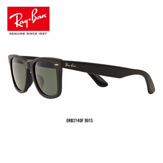 RayBan 雷朋太阳镜墨镜男女款徒步旅行者方形简约舒适太阳镜0RB2140F可定制 901S 黑色镜框绿色镜片 尺寸52