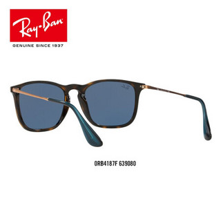 RayBan雷朋太阳镜男款时尚方形镜框潮流简约舒适大方墨镜0RB4187F 639080玳瑁色镜框深蓝色镜片 尺寸54