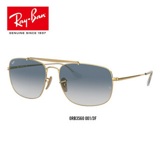 RayBan雷朋太阳镜上校款男士方形双梁渐变色墨镜0RB3560可定制 001/3F 金色镜框蓝色渐变镜片 尺寸61