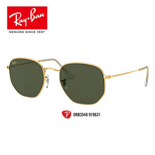 RayBan雷朋2020春季新款太阳镜时尚街头气质不规则墨镜0RB3548 919631金黄色镜框深绿色镜片 尺寸54